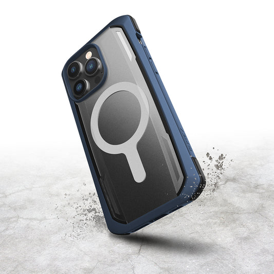 Apple iPhone 14 Pro Max Kılıf M-safe Şarj Özellikli Raptic Secure Serisi Çift Kat TPU Kenarlı Şeffaf Arka Yüzeyli Kapak Lacivert