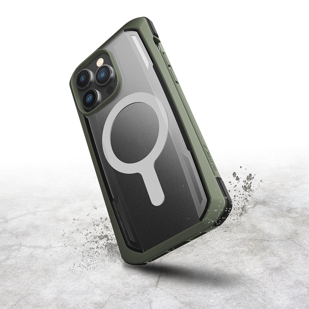 Apple iPhone 14 Pro Max Kılıf M-safe Şarj Özellikli Raptic Secure Serisi Çift Kat TPU Kenarlı Şeffaf Arka Yüzeyli Kapak Yeşil