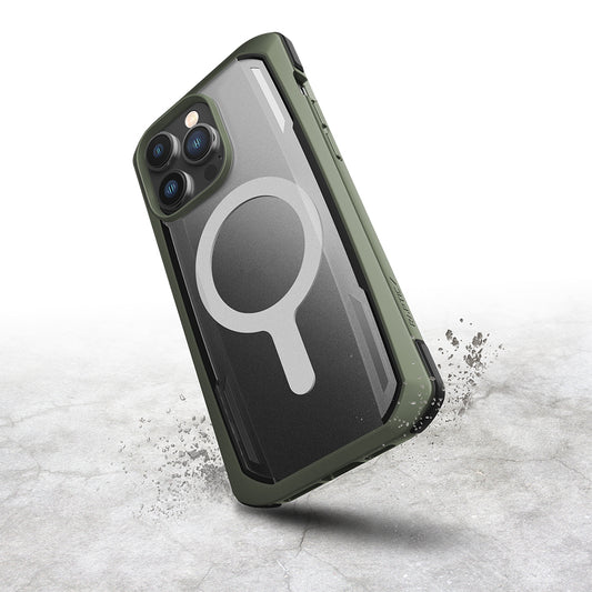 Apple iPhone 14 Pro Max Kılıf M-safe Şarj Özellikli Raptic Secure Serisi Çift Kat TPU Kenarlı Şeffaf Arka Yüzeyli Kapak Yeşil