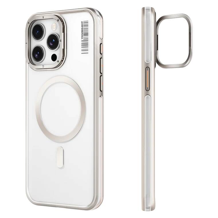 Apple iPhone 14 Pro Max Case M-safe Charging Feature Anti-Yellowing Youngkit Crystal Grid Cover Silver 