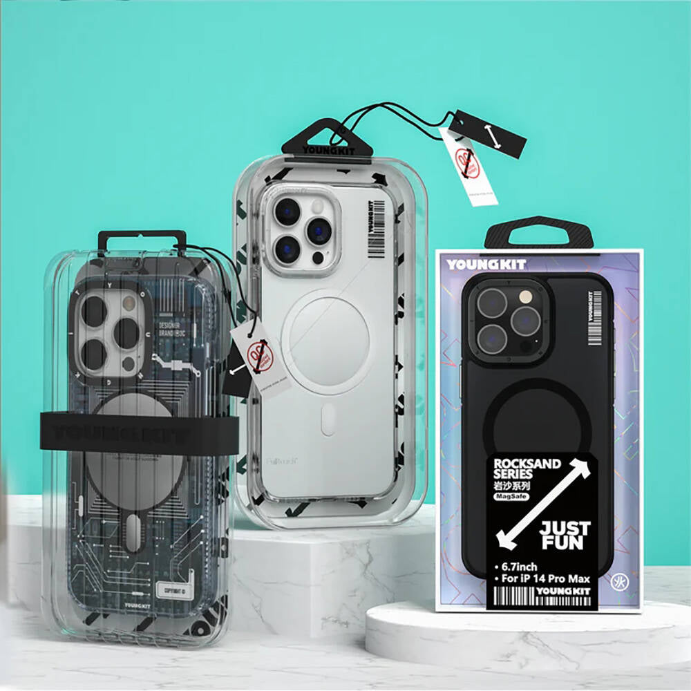Apple iPhone 14 Pro Max Case M-safe Charging Feature Anti-Yellowing Youngkit Crystal Grid Cover Black 