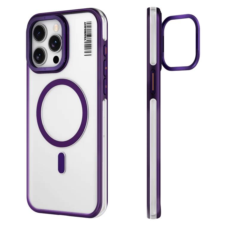 Apple iPhone 14 Pro Max Case M-safe Charging Feature Anti-Yellowing Youngkit Crystal Grid Cover Purple 