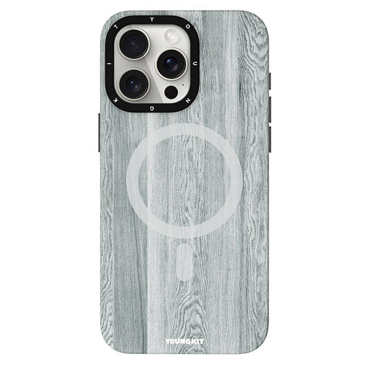 Apple iPhone 14 Pro Max Case M-safe Charging Feature Yellowing Resistant Youngkit Wood Forest Series Cover Gray 