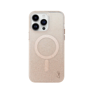 Apple iPhone 14 Pro Max Kılıf M-safe Şarj Özellikli Simli Arka Yüzey Coehl Lumino Kapak Gold