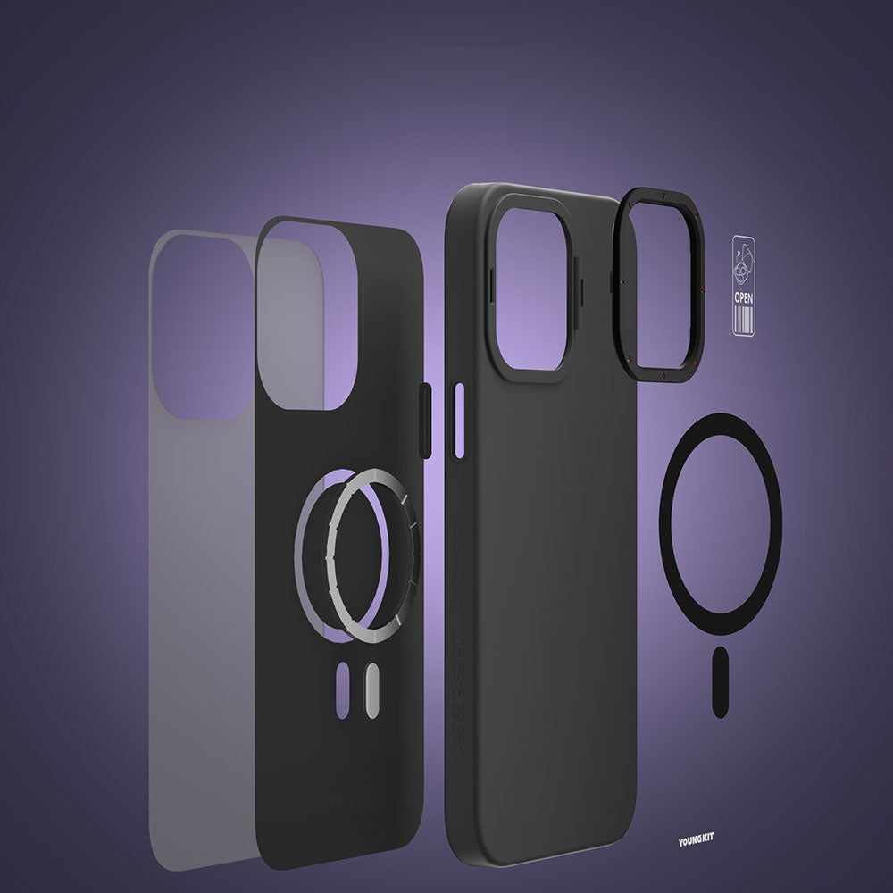 Apple iPhone 14 Pro Max Case M-safe Charging Stand YoungKit Hermit Bracket Series Cover Deep Purple 