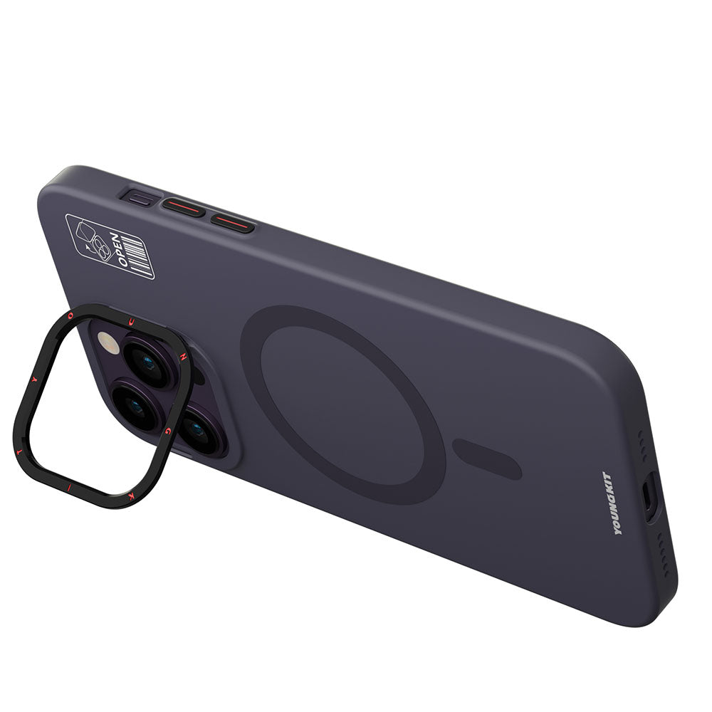 Apple iPhone 14 Pro Max Case M-safe Charging Stand YoungKit Hermit Bracket Series Cover Deep Purple 