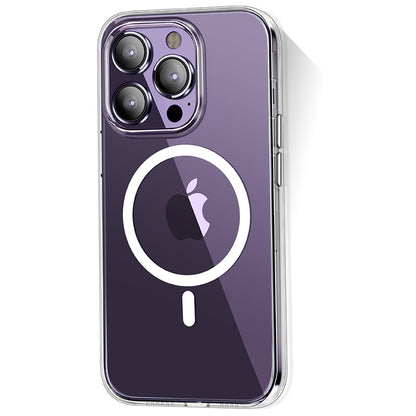 Apple iPhone 14 Pro Max Kılıf M-safe Şarj Özellikli Transparan Sert PC Wlons Pita Kapak Renksiz