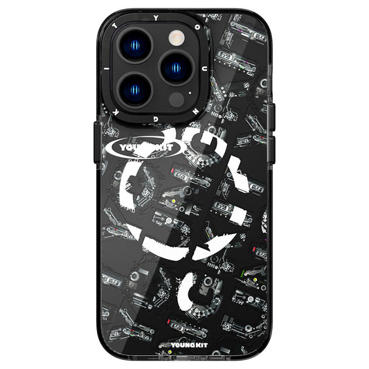 Apple iPhone 14 Pro Max Case M-safe Charging Feature Text Themed YoungKit Mechanic Series Cover Black 