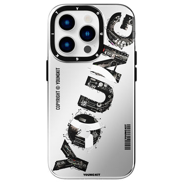 Apple iPhone 14 Pro Max Case M-safe Charging Feature Text Themed YoungKit Mechanic Series Cover Black 