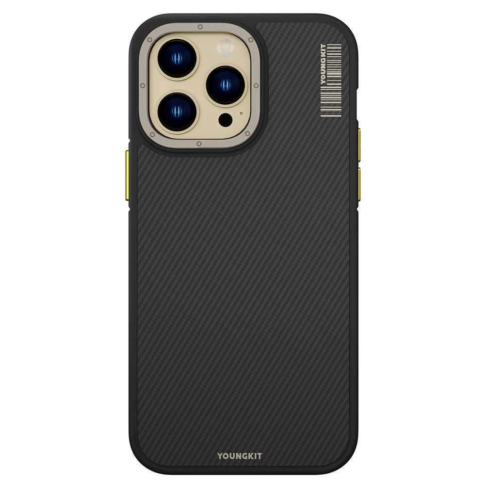 Apple iPhone 14 Pro Max Case M-Safe Charging Feature YoungKit 600D Kevlar Cover Black 
