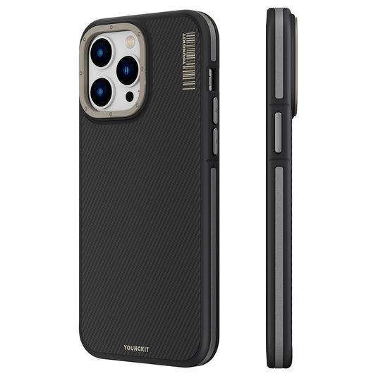 Apple iPhone 14 Pro Max Case M-Safe Charging Feature YoungKit 600D Kevlar Cover Black 
