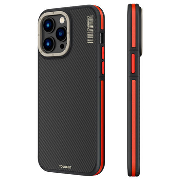Apple iPhone 14 Pro Max Case M-Safe Charging Feature YoungKit 600D Kevlar Cover Black 