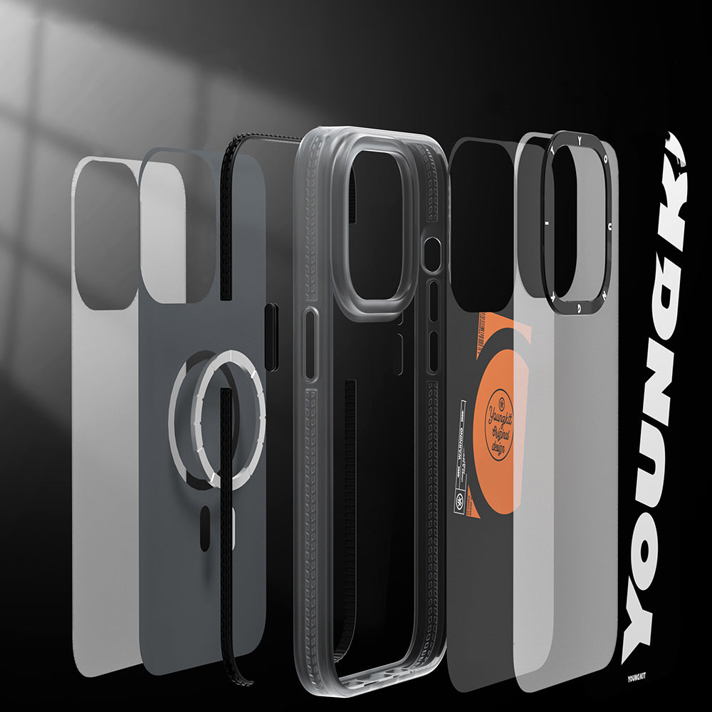 Apple iPhone 14 Pro Max Case M-safe Charging Feature Youngkit Binfen Series Text Themed Cover Black 