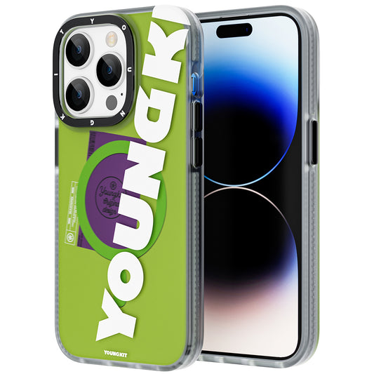 Apple iPhone 14 Pro Max Case M-safe Charging Feature Youngkit Binfen Series Text Themed Cover Green 