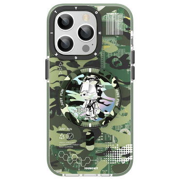 Apple iPhone 14 Pro Max Case M-safe Charging Feature YoungKit Camouflage Series Cover White 