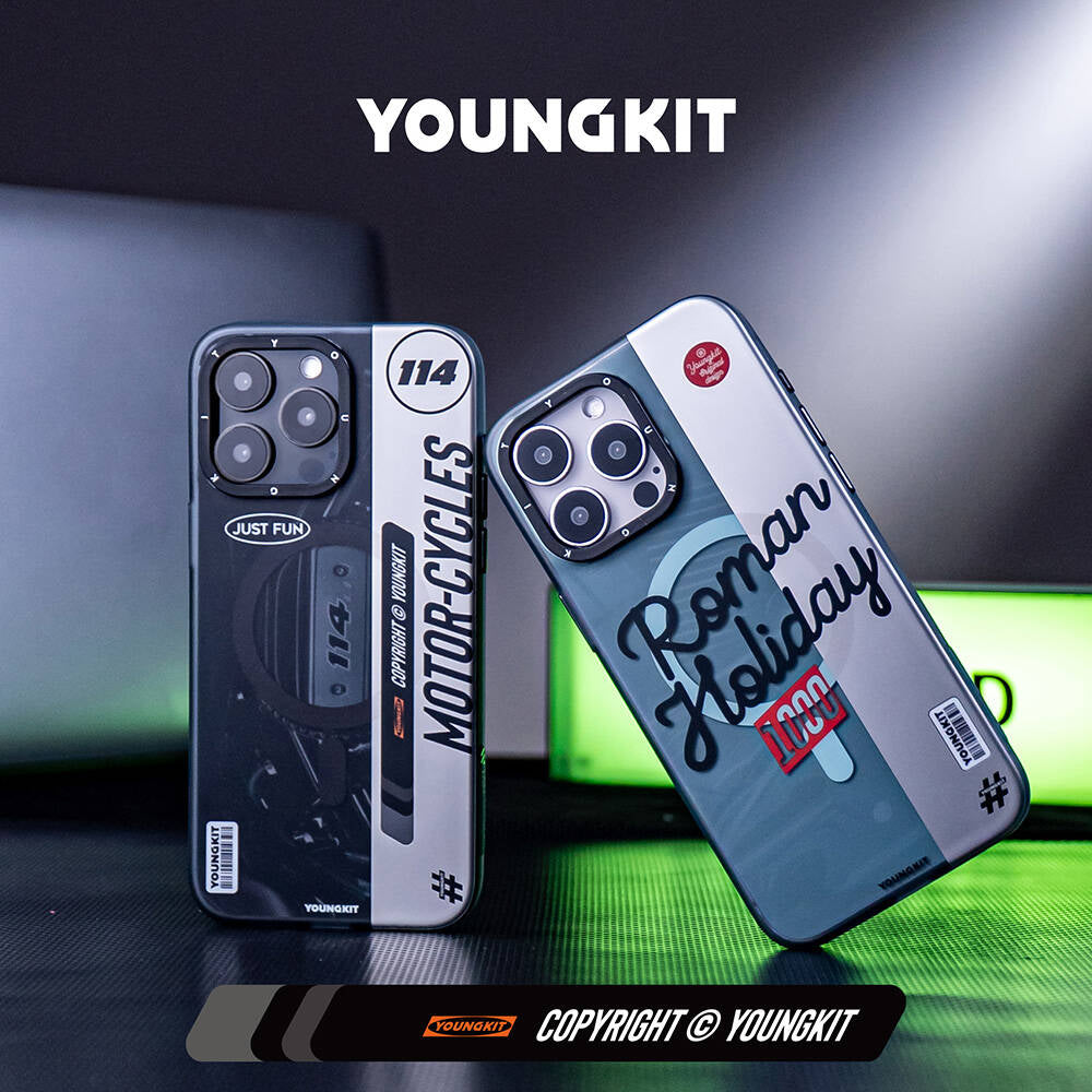 Apple iPhone 14 Pro Max Case M-safe Charging Feature Youngkit Motorcycle Legend Series Cover Black 