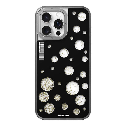 Apple iPhone 14 Pro Max Case M-safe Charging Feature Youngkit Quicksand Beads Series Cover Black 