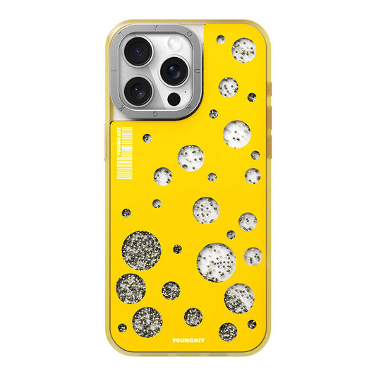 Apple iPhone 14 Pro Max Case M-safe Charging Feature Youngkit Quicksand Beads Series Cover Yellow 