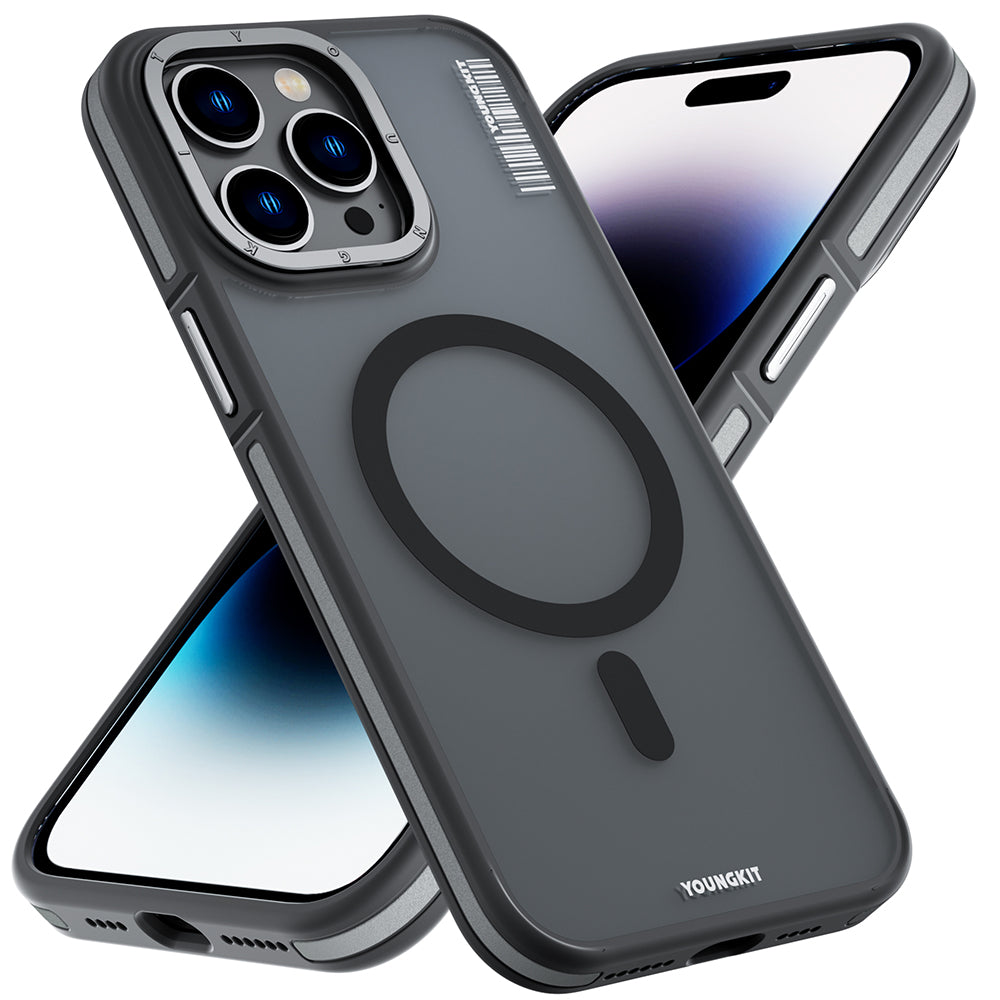 Apple iPhone 14 Pro Max Case M-safe Charging Feature Youngkit Rock Sand Series Cover Gray 