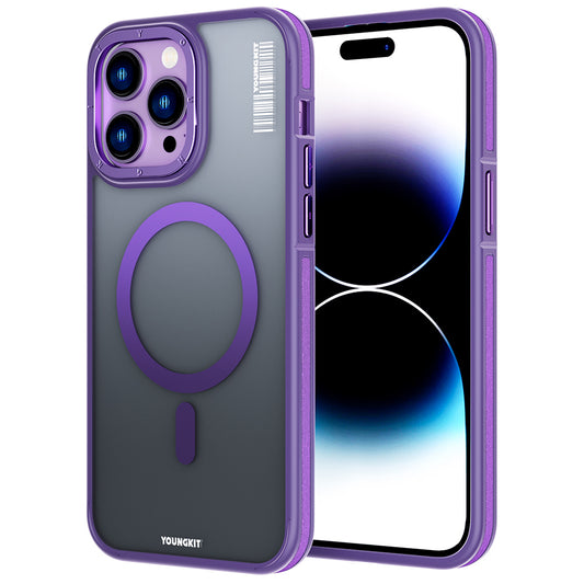 Apple iPhone 14 Pro Max Case M-safe Charging Feature Youngkit Rock Sand Series Cover Deep Purple 