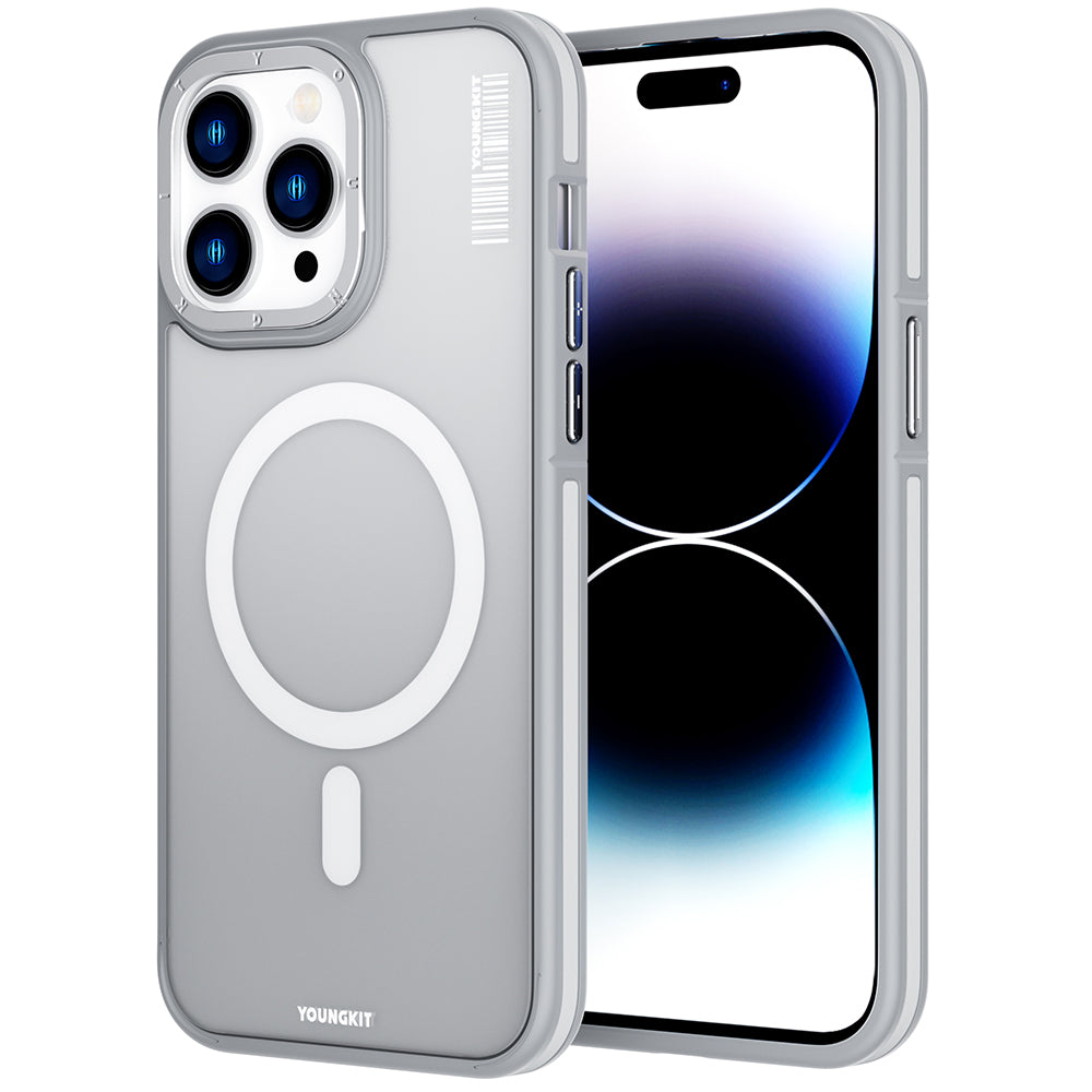 Apple iPhone 14 Pro Max Case M-safe Charging Feature Youngkit Rock Sand Series Cover Gray 