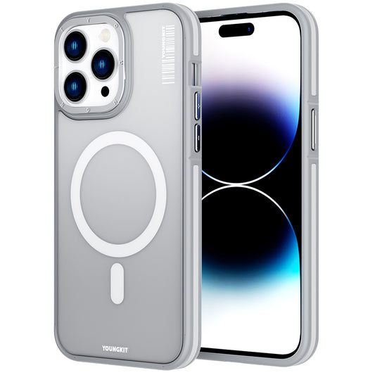 Apple iPhone 14 Pro Max Case M-safe Charging Feature Youngkit Rock Sand Series Cover Gray 