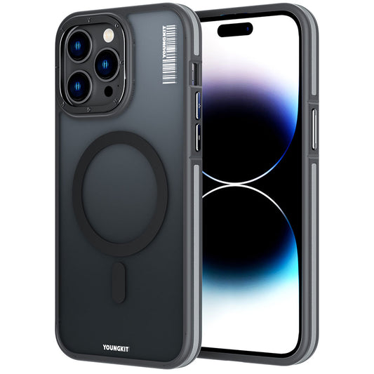 Apple iPhone 14 Pro Max Case M-safe Charging Feature Youngkit Rock Sand Series Cover Black 