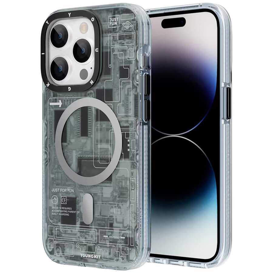 Apple iPhone 14 Pro Max Case M-Safe Charging Feature YoungKit Technology Series Cover Black 