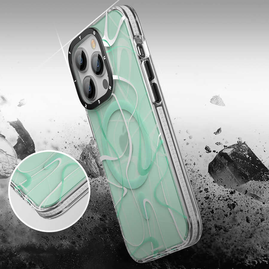Apple iPhone 14 Pro Max Case M-safe Charging Feature Youngkit Water-Ink Series Cover White 