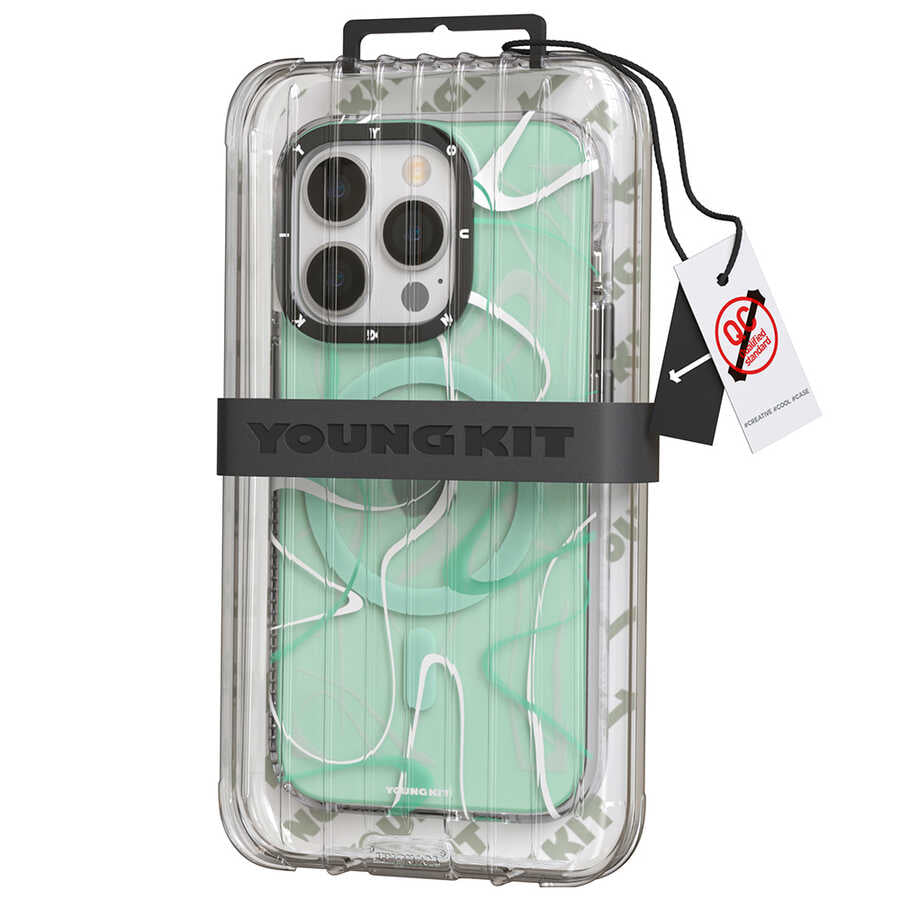 Apple iPhone 14 Pro Max Case M-safe Charging Feature Youngkit Water-Ink Series Cover White 