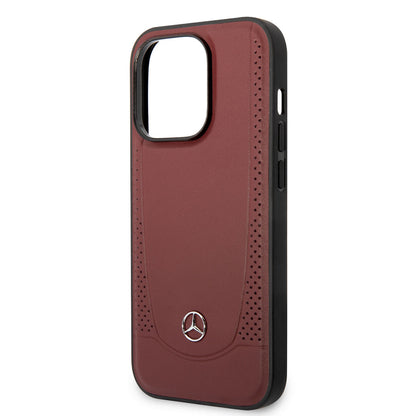 Apple iPhone 14 Pro Max Kılıf Mercedes Benz M-safe Şarj Özellikli Urban Deri Kapak Kırmızı