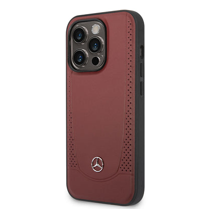Apple iPhone 14 Pro Max Kılıf Mercedes Benz M-safe Şarj Özellikli Urban Deri Kapak Kırmızı