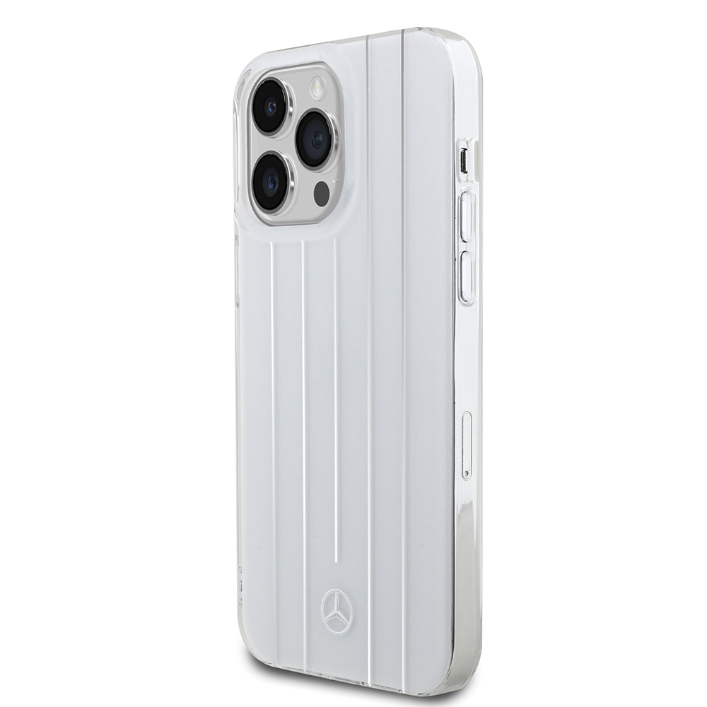 Apple iPhone 14 Pro Max Kılıf Mercedes Benz Orjinal Lisanslı New Urban 3 Sert PC Paralel Çizgi Desenli Kapak Beyaz