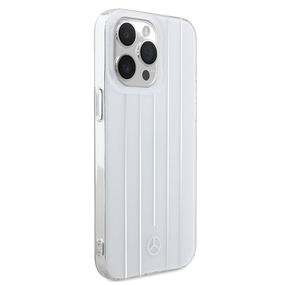 Apple iPhone 14 Pro Max Kılıf Mercedes Benz Orjinal Lisanslı New Urban 3 Sert PC Paralel Çizgi Desenli Kapak Beyaz
