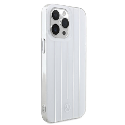 Apple iPhone 14 Pro Max Kılıf Mercedes Benz Orjinal Lisanslı New Urban 3 Sert PC Paralel Çizgi Desenli Kapak Beyaz