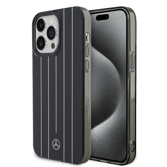 Apple iPhone 14 Pro Max Kılıf Mercedes Benz Orjinal Lisanslı New Urban 3 Sert PC Paralel Çizgi Desenli Kapak Siyah