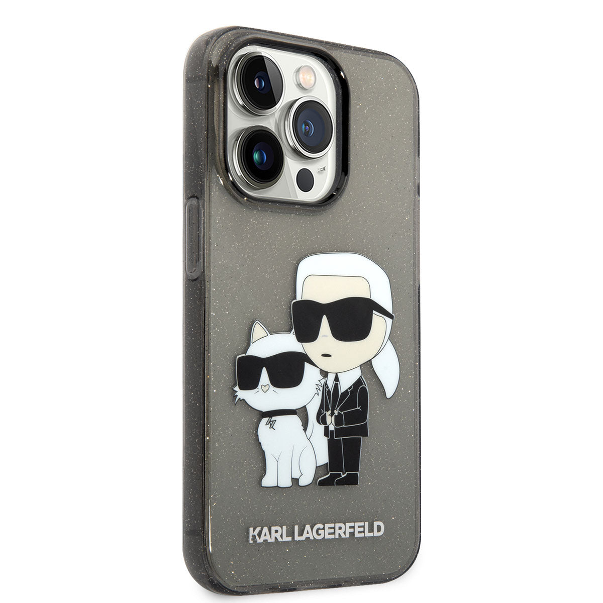 Apple iPhone 14 Pro Max Case Karl Lagerfeld Transparent Glitter K&amp;C Design Cover Black 