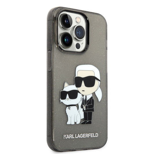 Apple iPhone 14 Pro Max Case Karl Lagerfeld Transparent Glitter K&amp;C Design Cover Black 