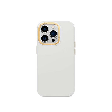 Apple iPhone 14 Pro Max Case Metal Camera Frame Recci Glaze Series Cover White 