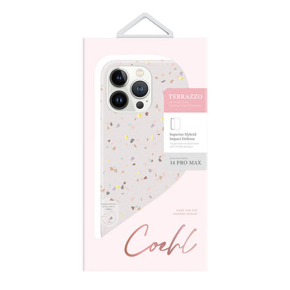 Apple iPhone 14 Pro Max Kılıf Mozaik Desenli Coehl Terrazzo Kapak Pembe