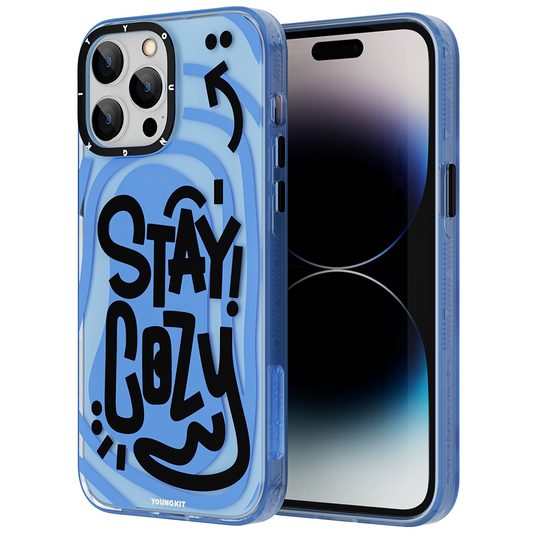Apple iPhone 14 Pro Max Case Happy Mood Figure YoungKit Happy Mood Series Cover Blue 