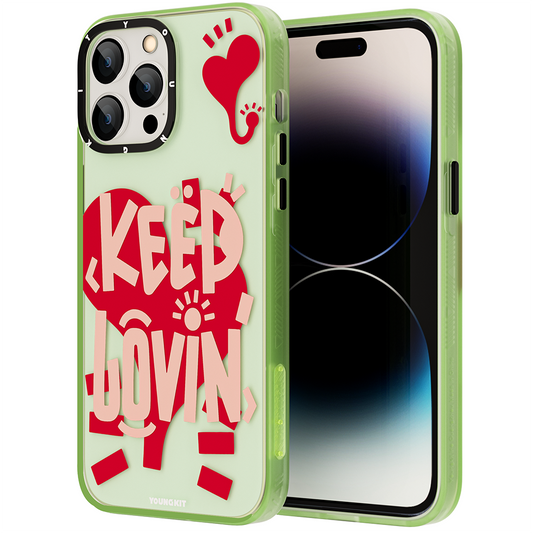 Apple iPhone 14 Pro Max Case Happy Mood Figure YoungKit Happy Mood Series Cover Water Green 