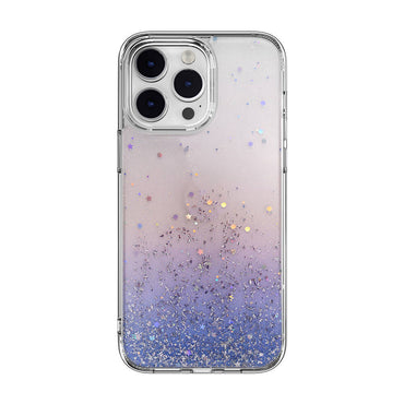Apple iPhone 14 Pro Max Kılıf Parlayan Simli Şeffaf Lisanslı Switcheasy Starfield Kapak Mor