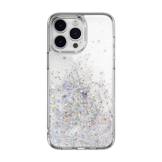 Apple iPhone 14 Pro Max Kılıf Parlayan Simli Şeffaf Lisanslı Switcheasy Starfield Kapak Renksiz