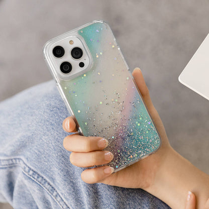 Apple iPhone 14 Pro Max Kılıf Parlayan Simli Şeffaf Lisanslı Switcheasy Starfield Kapak Renksiz