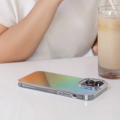 Apple iPhone 14 Pro Max Kılıf Renk Geçişli Kenarları Şeffaf Tasarımlı Lisanslı Switcheasy Crush Plus Kapak Starlight