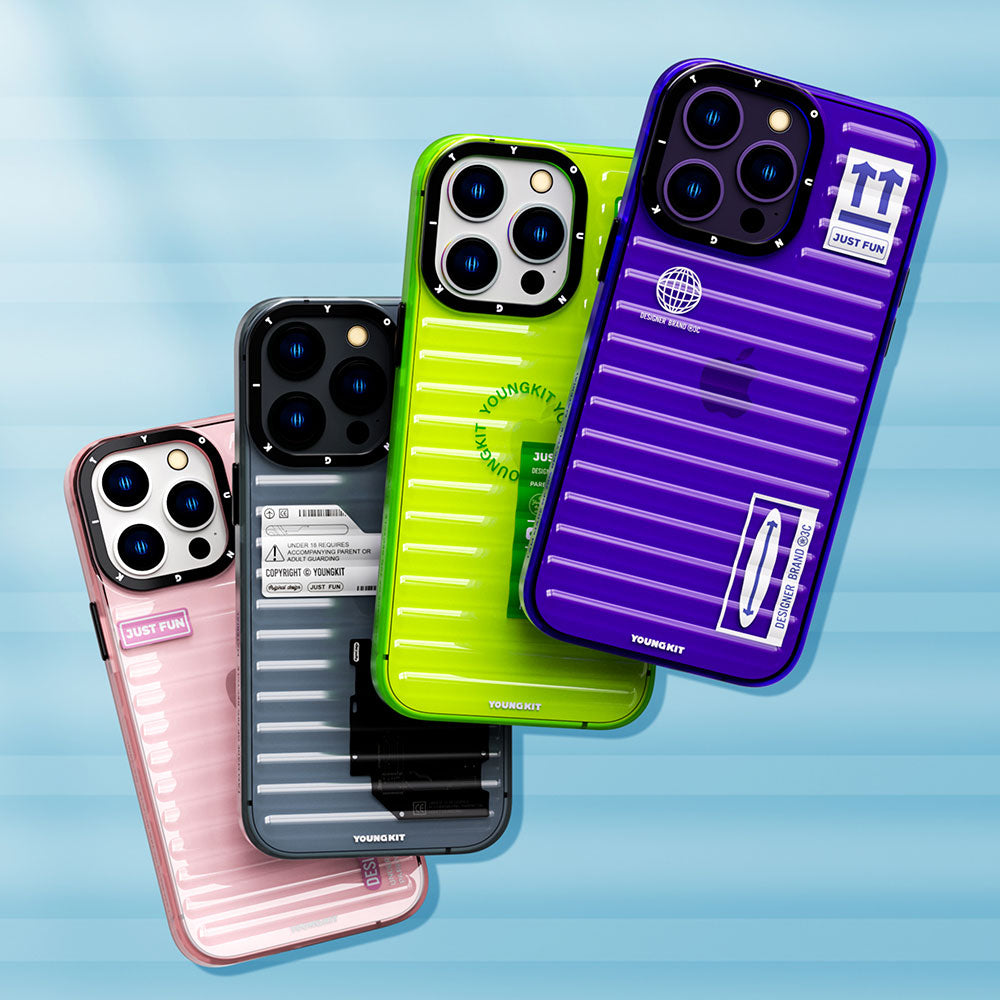 Apple iPhone 14 Pro Max Case Transparent Colorful Design YoungKit Fluorite Series Cover Purple 