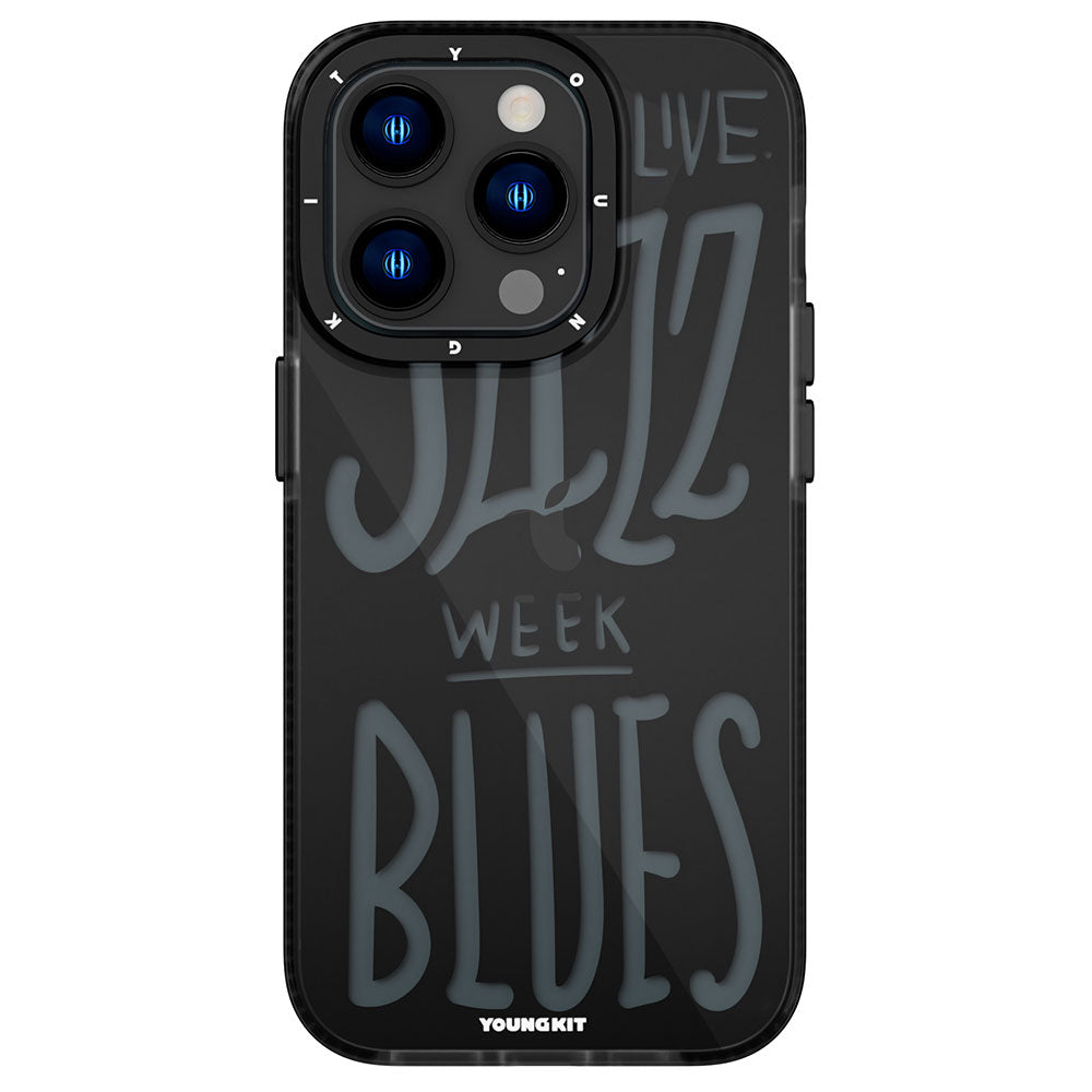 Apple iPhone 14 Pro Max Case Transparent Colorful Text Themed Design YoungKit Jazz Series Cover Black 