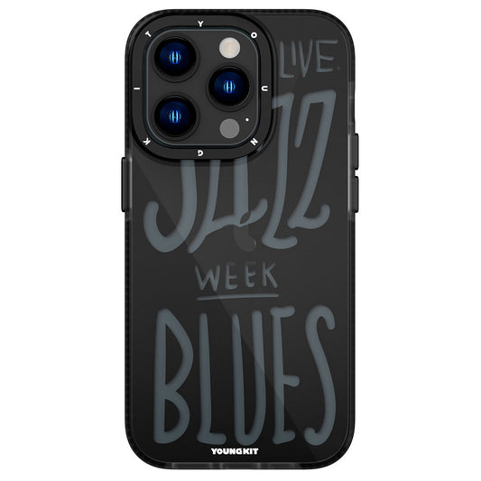 Apple iPhone 14 Pro Max Case Transparent Colorful Text Themed Design YoungKit Jazz Series Cover Black 