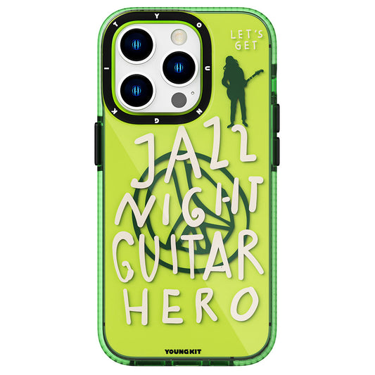 Apple iPhone 14 Pro Max Case Transparent Colorful Text Themed Design YoungKit Jazz Series Cover Green 